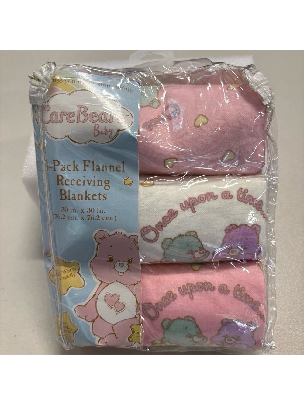NEW - 3 Flannel Care Bears receiving blankets - 2006